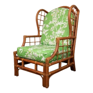 Mid 20th Century Bamboo Wingback Chair