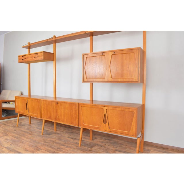Mid-Century Modern Teak Wall Unit by Kjell Riise for Rival Brodrene Jatogs, 1960s, Set of 3 For Sale - Image 4 of 11