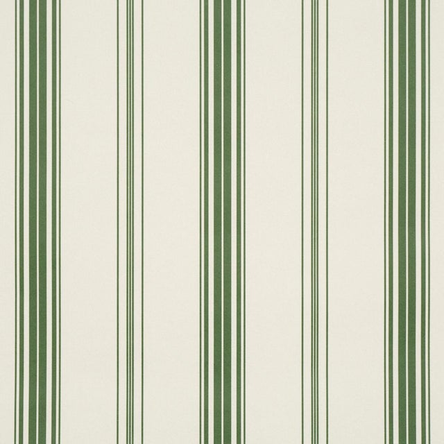 Traditional Schumacher Coco Stripe Wallcovering In Green For Sale - Image 3 of 6