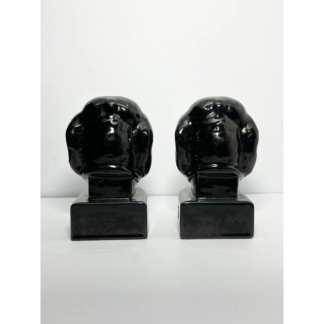 1950s Mid-Century Vintage Frankoma Pottery Black Onyx Dog Bookends - Pair For Sale - Image 4 of 8
