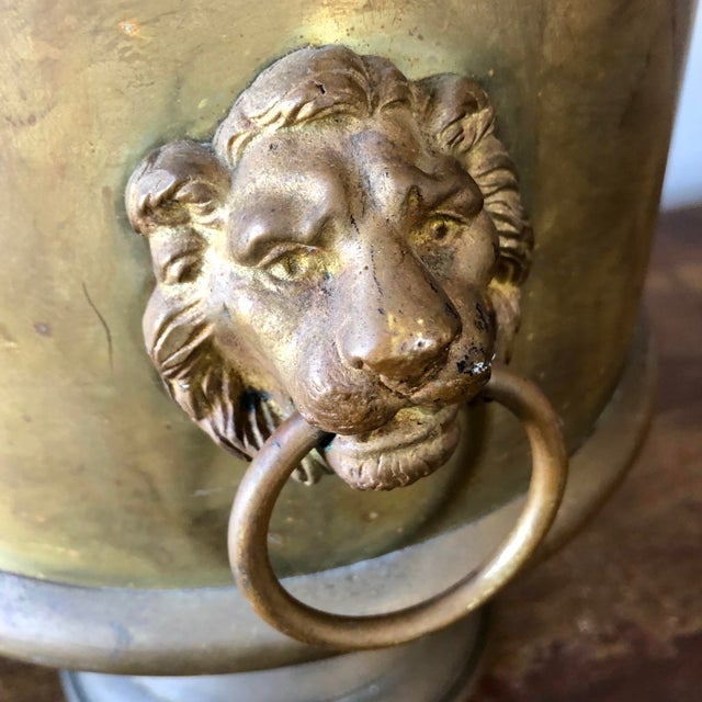 Antique Brass Lion Head Urn Planter Chairish