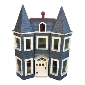 Antique Wood Victorian Doll House With Working Glass Windows