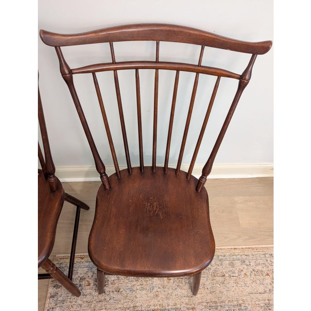 Vintage S. Bent & Brothers Maple Windsor Chairs Duxbury Colonial Style - A Pair For Sale In Raleigh - Image 6 of 12