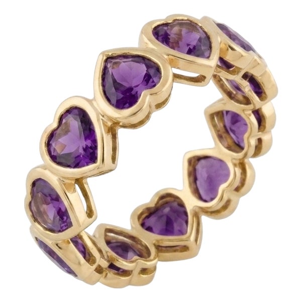 Natural Amethyst Heart Infinity Engagement Ring | February Birthstone Stacking Band Ring, Size 7 For Sale