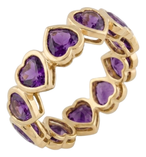 Natural Amethyst Heart Infinity Engagement Ring | February Birthstone Stacking Band Ring, Size 7