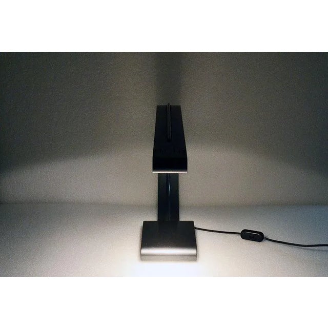 Gray Lacquered & Curved Metal Italian Table Lamp, 1970s For Sale - Image 8 of 11