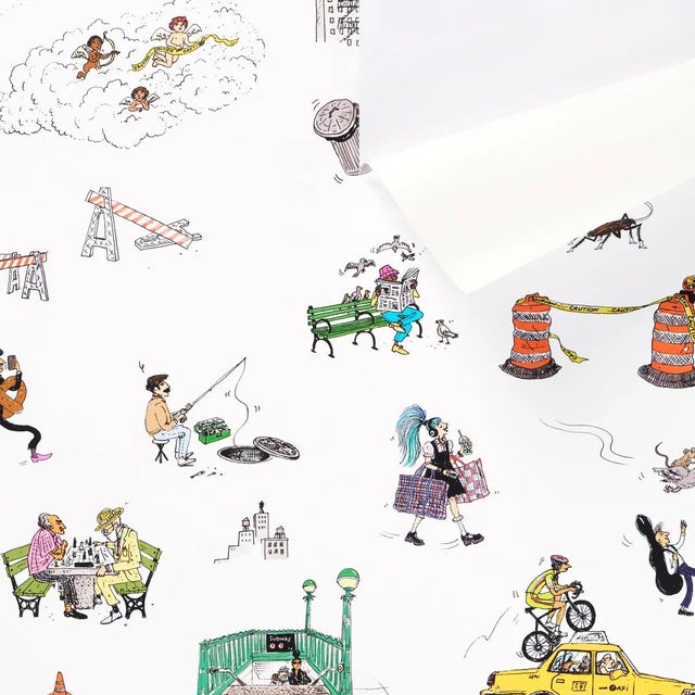 Not Yet Made - Made To Order Schumacher x The New Yorker Joana Avillez's Street Scenes Wallpaper In Multicolor On White For Sale - Image 5 of 5