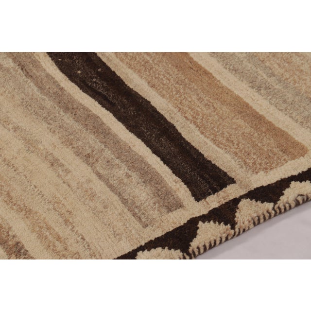 Tribal Vintage Persian Gabbeh Rug, Brown and Beige Striped Tribal Design - Rug & Kilim For Sale - Image 3 of 10
