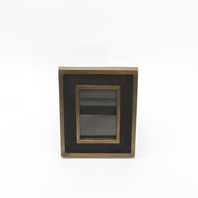 Picture Frame 5x7” in Black Shagreen With Brass Details by Kifu Paris For Sale In Los Angeles - Image 6 of 8