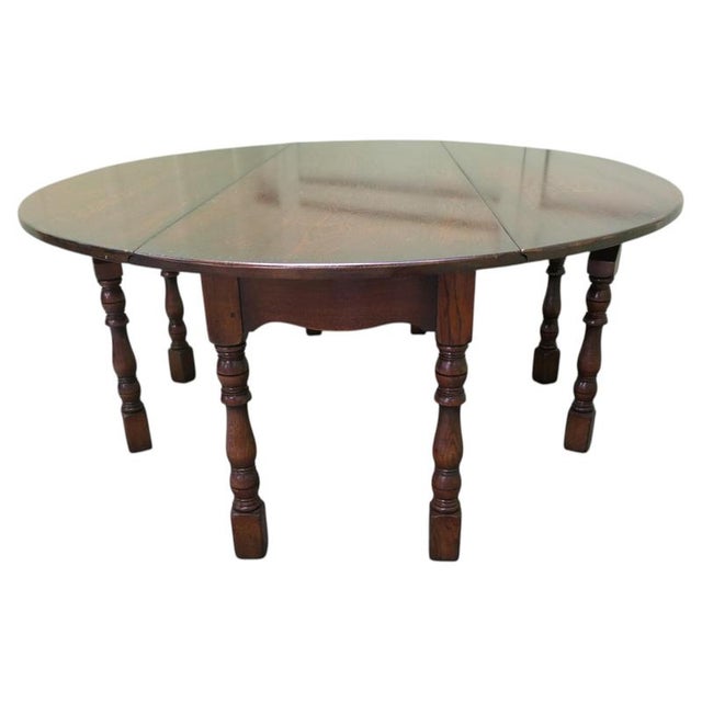 Gold Large Oak Gate Leg Table, 1920 For Sale - Image 8 of 8