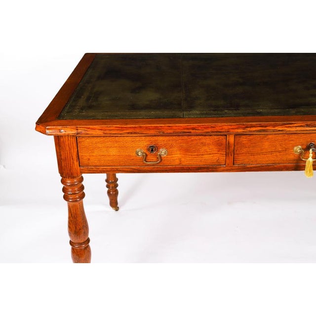 Antique Victorian 6 Drawer Oak Partners Writing Table Desk C1850 19th Century For Sale - Image 5 of 18