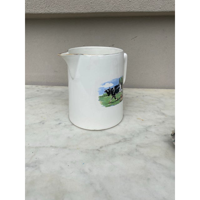 De Sarreguemines French Faience Pitcher Cow Sarreguemines Circa 1930 For Sale - Image 4 of 6