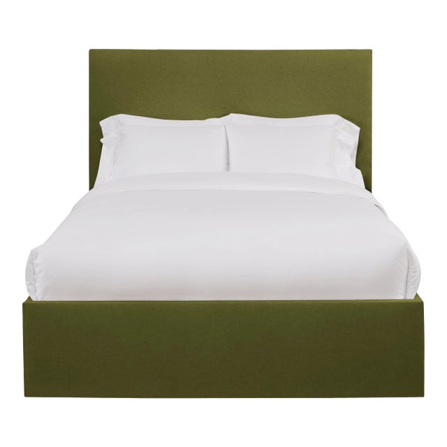 Hadley California King Bedframe, Olive Velvet For Sale