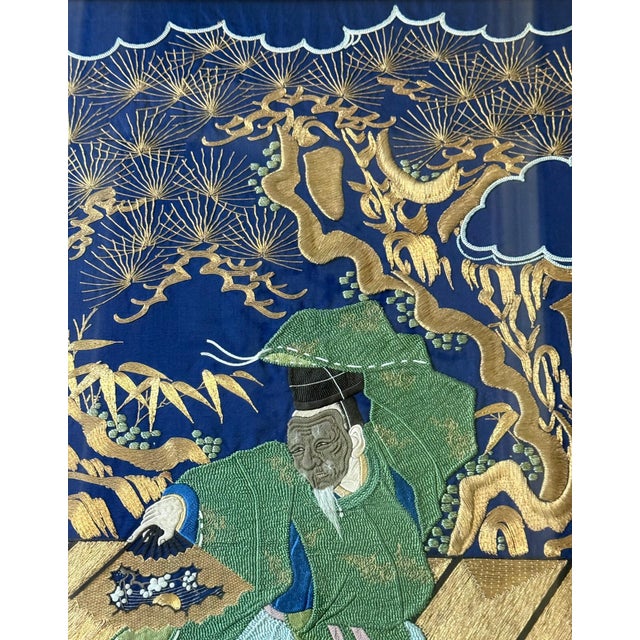 Framed Large Japanese Embroidery Silk Fukusa of Superb Quality Meiji Period For Sale - Image 14 of 18