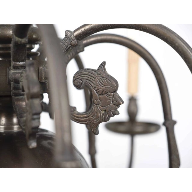 Antique Bronze 8-Arm Chandelier For Sale - Image 4 of 9