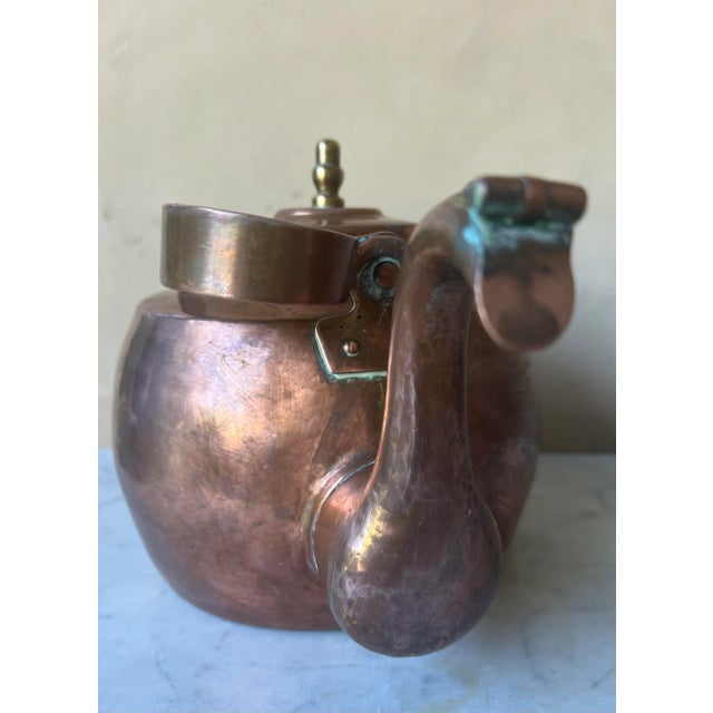 Copper Antique Copper Kettle With Unique Handle For Sale - Image 8 of 12