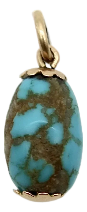 Late 19th Century 14k Gold Victorian Turquoise Bead With Matrix