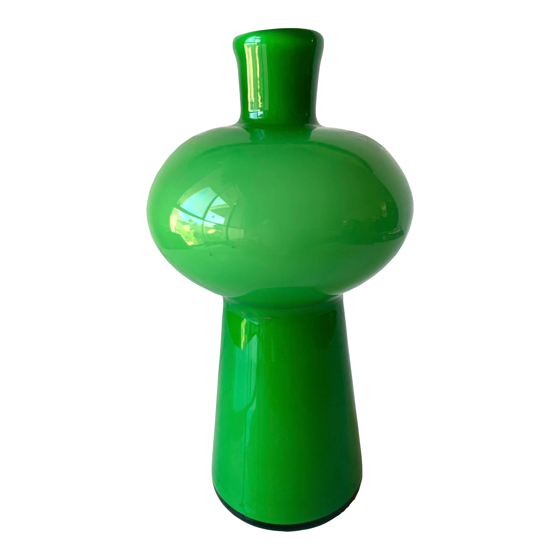 1960s Mid Century Scandinavian Green Hooped Glass Vase
