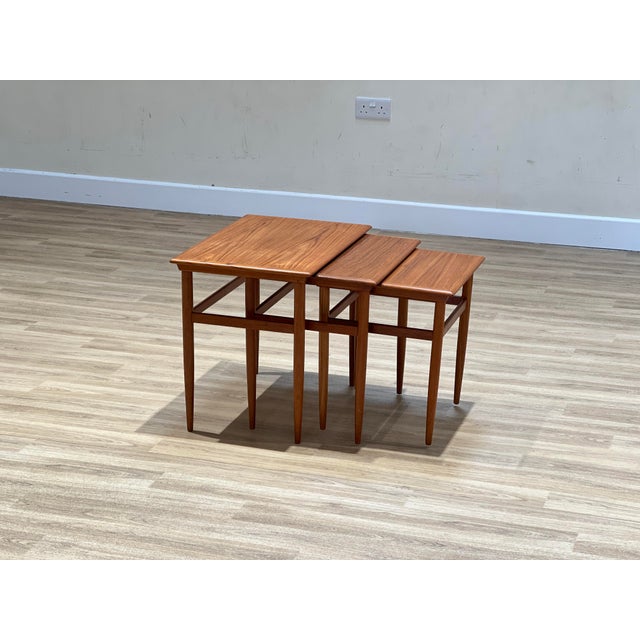 Johannes Andersen Danish Teak Nesting Tables attributed to Johannes Andersen, 1960s, Set of 3 For Sale - Image 4 of 8