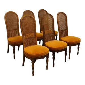 Set of 6 Hibriten Furniture Italian Mediterranean Style Cane Back Dining Side Chairs 797-555
