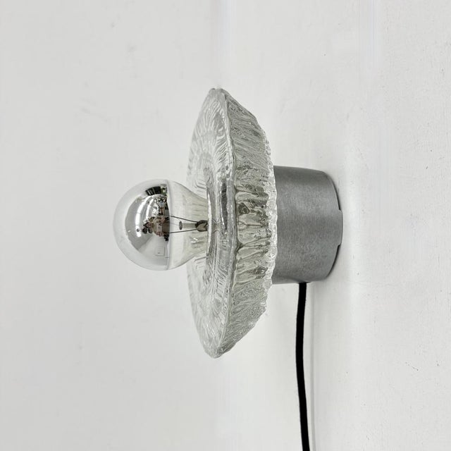 Ice Glass Wall Light or Flush Mount from Peill & Putzler, 1970s For Sale - Image 4 of 18