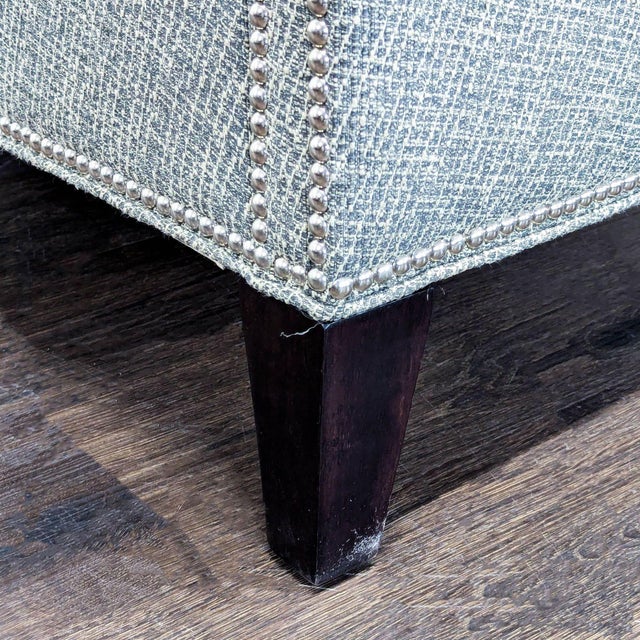 Thomasville Modern Grey Upholstered Loveseat With Nailhead Trim For Sale - Image 10 of 10