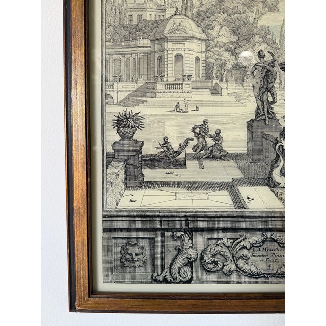 Wood Vintage French Architectural Landscape Engraving, Framed For Sale - Image 7 of 12