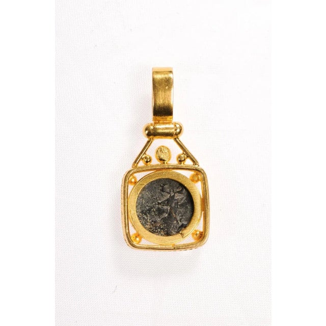 Gold 4th Century Greek Bronze Coin W 22 Karat Gold Setting For Sale - Image 8 of 12