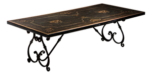 Large Dining Table on Wrought Iron Base