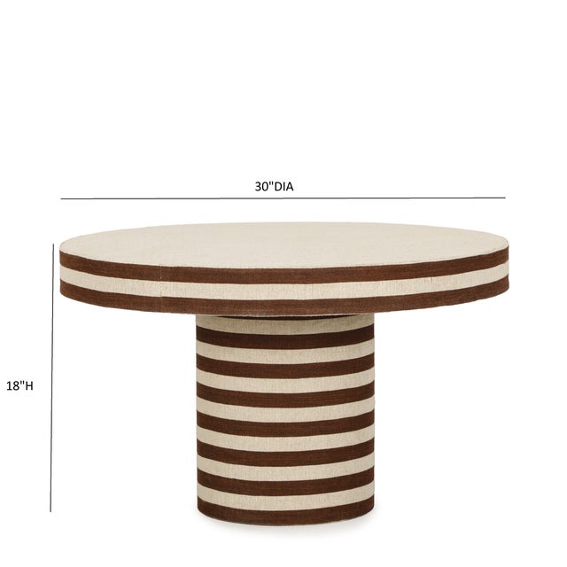 Lyra Natural Striped Cotton Jute Contract-Grade Coffee Table For Sale In Los Angeles - Image 6 of 6
