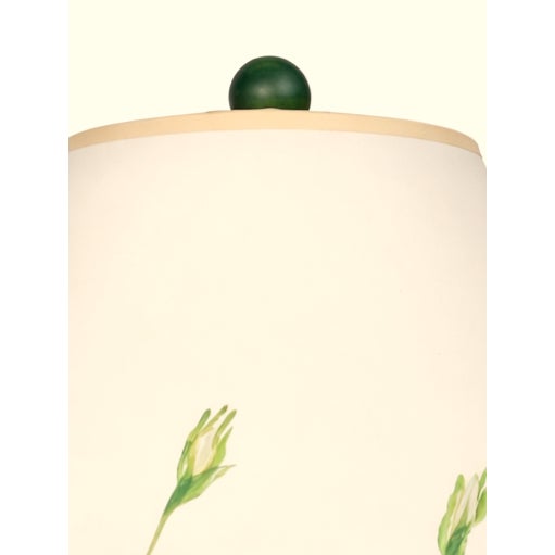 Vintage Hand-Painted Magnolia Floral Table Lamp With Painted Shade For Sale - Image 10 of 13