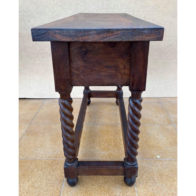 20th Century Catalan Spanish Carved Wood Console Table For Sale - Image 12 of 14