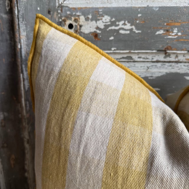 French French Linen Accent Case– Vichy Paille For Sale - Image 3 of 5