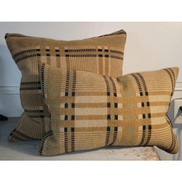 19Thc Horse blanket pillows and double sided.The inserts are down & feather fill.Sold as a group of two pillows. Smaller...