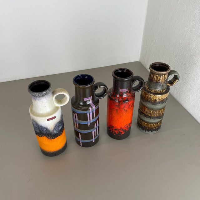 Vintage Fat Lava Pottery Vases by Scheurich, Germany, 1970s, Set of 4 For Sale - Image 3 of 18