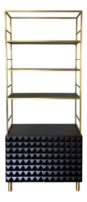 Sabin Rexford Cabinet with Brass Bookshelf