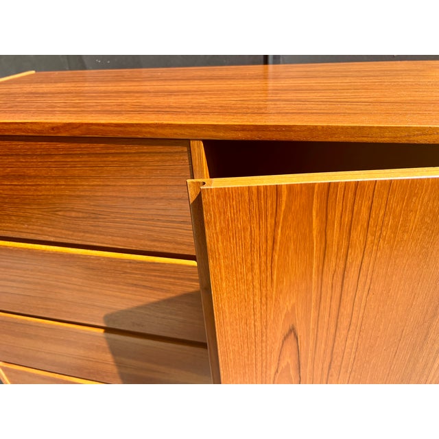 Brown Unused 1960s Danish Modern Teak Armoire Dresser by Brouer Møbelfabrik – Stephen J. Cannell Estate For Sale - Image 8 of 13