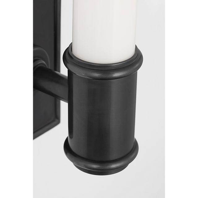 Traditional Chapman & Myers for Visual Comfort Signature Owen 30" Linear Bath Light in Bronze with White Glass For Sale - Image 3 of 9
