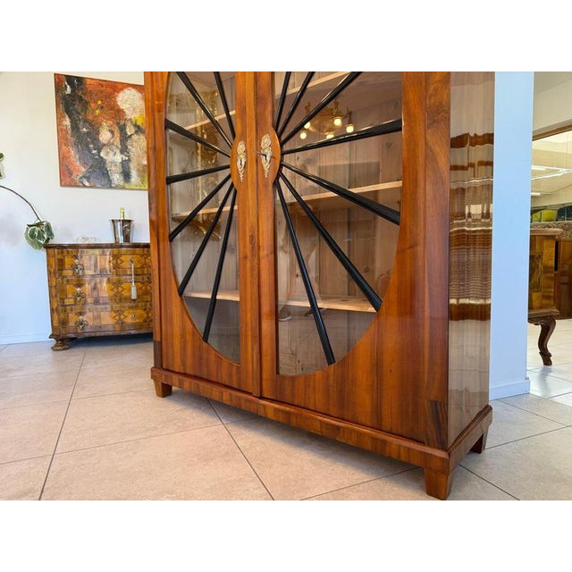 Biedermeier Sun-Shaped Display Cabinet in Walnut For Sale - Image 6 of 14