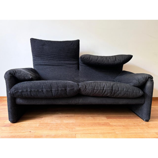 Original Loveseat sofa "Maralunga," designed by Vico Magistretti and manufactured by Cassina in Italy during the late...