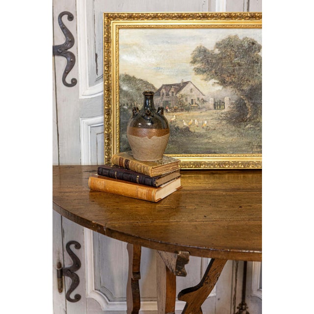 17th Century Italian Baroque Period Walnut Demilune Table with Carved Lyre Base For Sale - Image 13 of 14
