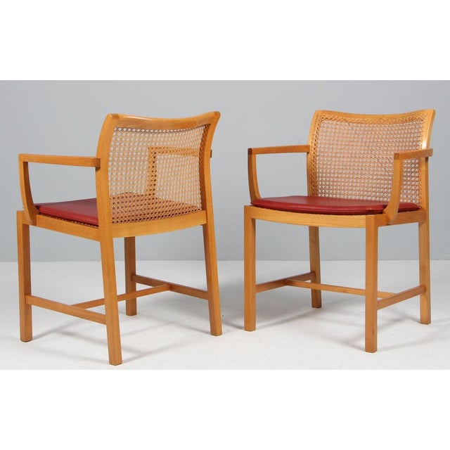 1970s Armchairs in Elm, Cane and Leather by Ditte Heath for Søren Horn, 1960s, Set of 2 For Sale - Image 5 of 10