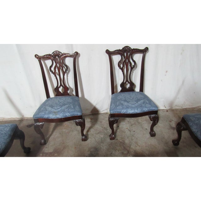 Chippendale 1980s Set Chippendale Mahogany Thomasville Dining Room Chairs For Sale - Image 3 of 9