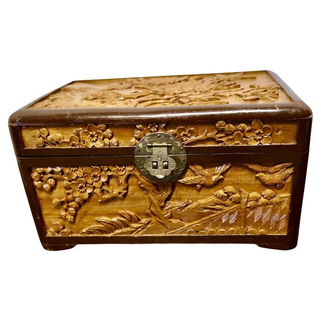Oriental Carved Camphor Wood Chest, 1950s For Sale - Image 9 of 9