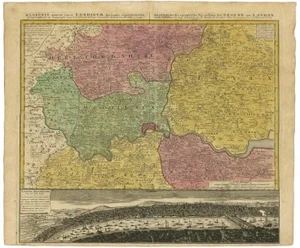 Antique Map of London including Essex to Surrey in England, 1741