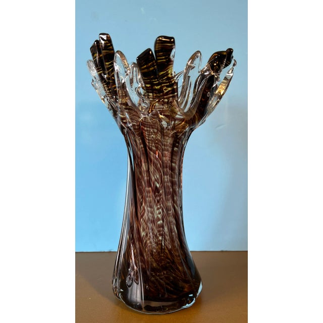 Early 21st Century Art Glass Vase Tree Trunk Like Body With Branch Like Lip For Sale - Image 5 of 12