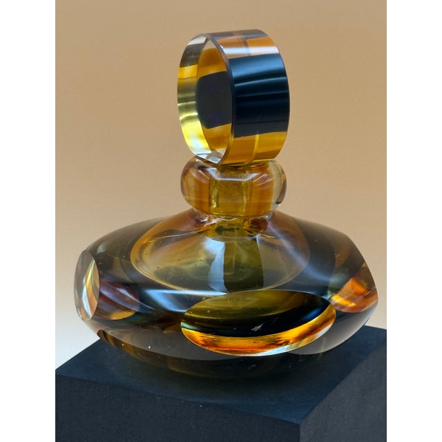 Vintage Murano-Style Sommerso Art Glass Perfume Bottle With Bullseye Stopper For Sale - Image 4 of 9