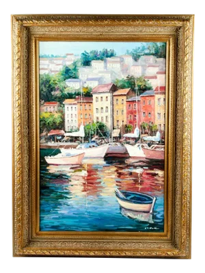 Gilded Wood Frame Oil Painting on Canvas