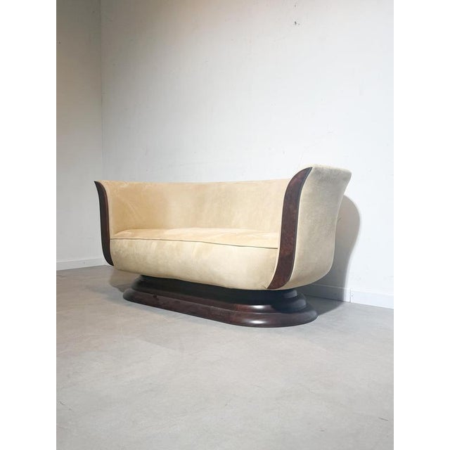 Brown Art Deco Tulip 2-Seater Sofa from Hotel Le Malandre For Sale - Image 8 of 8