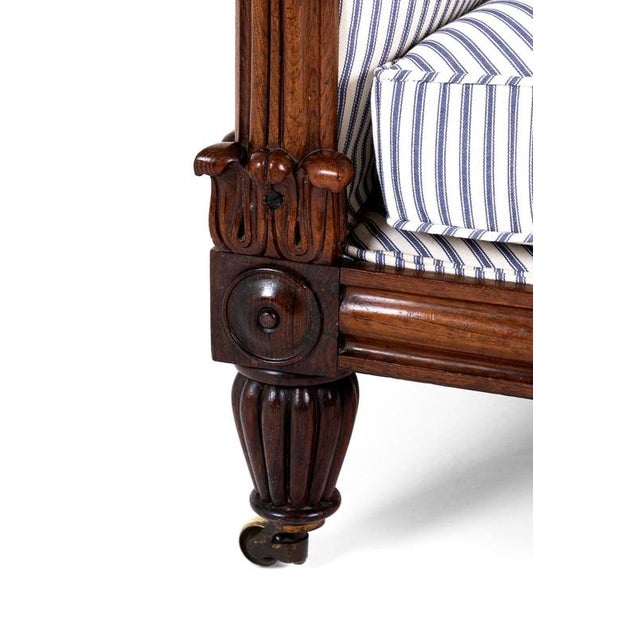 Antique Corner Lounge Chair in Princeton Ticking, 1800s For Sale - Image 11 of 14